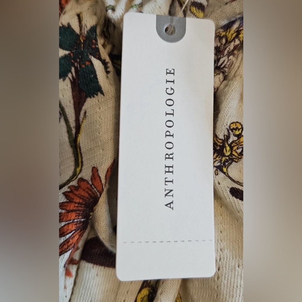 Anthropologie Cream Print Jumper, roomy small - Picture 7 of 9